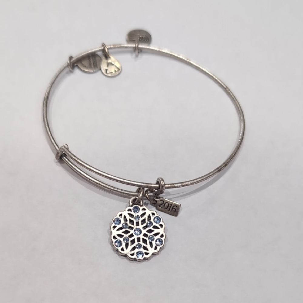 Alex and Ani Silver and Blue Snowflake Bracelet